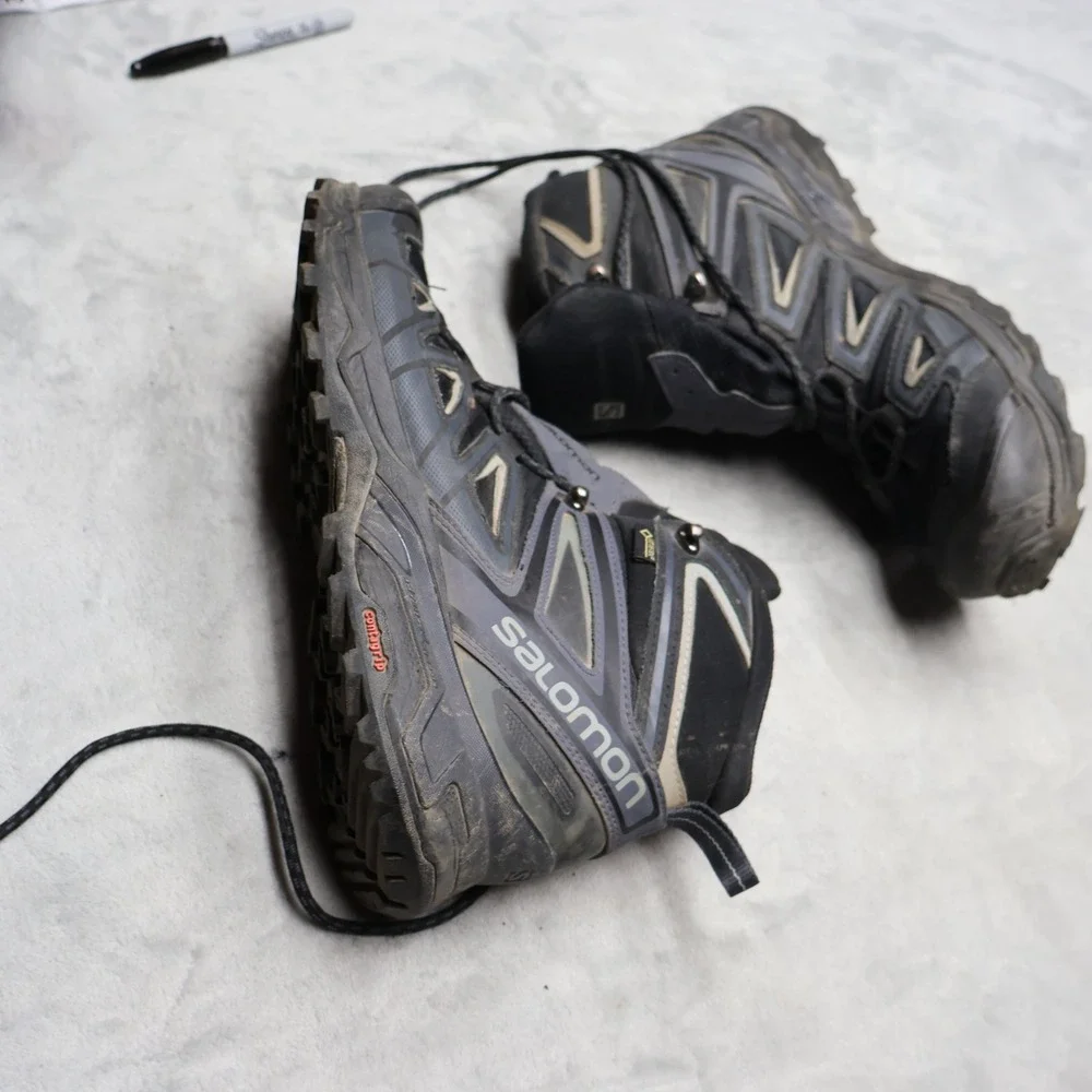 Salomon Mens 10 Hiking Boots Blue X Ultra 3 Mid GTX Gore-Tex‎ Waterproof Lace Up